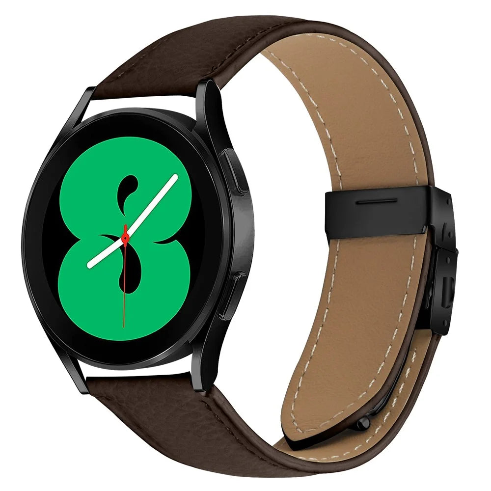 Wrist Strap For Huami Amazfit Active / GTR Mini / Bip 3 Pro / Bip 3 Genuine Leather Watch Band with Black Connector Turtle Back Buckle - Coffee - 2