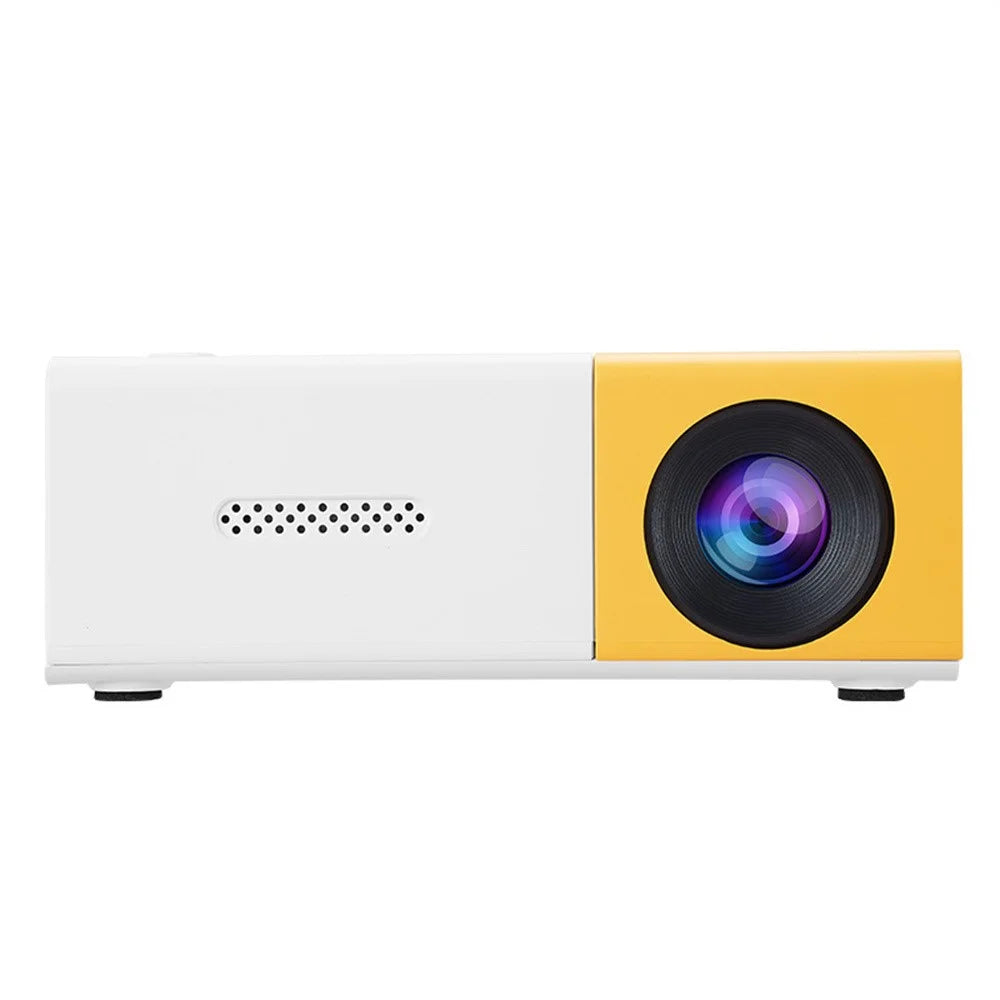 YG300S Mini Portable Projector Wired Phone Mirroring LED Video Projector 24-60 Inch Display for Bedroom Kids Entertainment - Yellow White / US Plug - 2