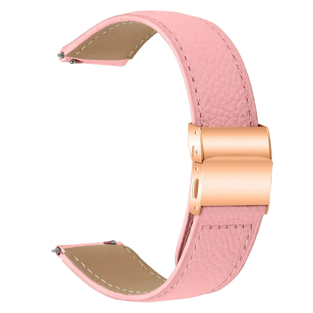 Wrist Strap For Garmin D2 Air X10 / Bounce / vivoactive 5 / Approach S40 Genuine Leather Watch Band with Rose Gold Connector Turtle Back Buckle - Pink - 1