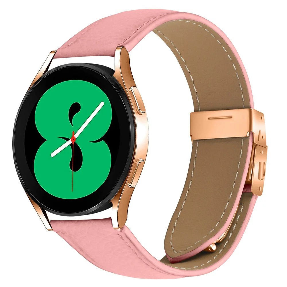 Wrist Strap For Garmin D2 Air X10 / Bounce / vivoactive 5 / Approach S40 Genuine Leather Watch Band with Rose Gold Connector Turtle Back Buckle - Pink - 2