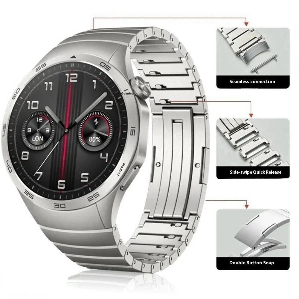 For Huawei Watch GT 6 46mm Stainless Steel Watch Strap 1-Bead Replacement Wrist Band - Silver - 4