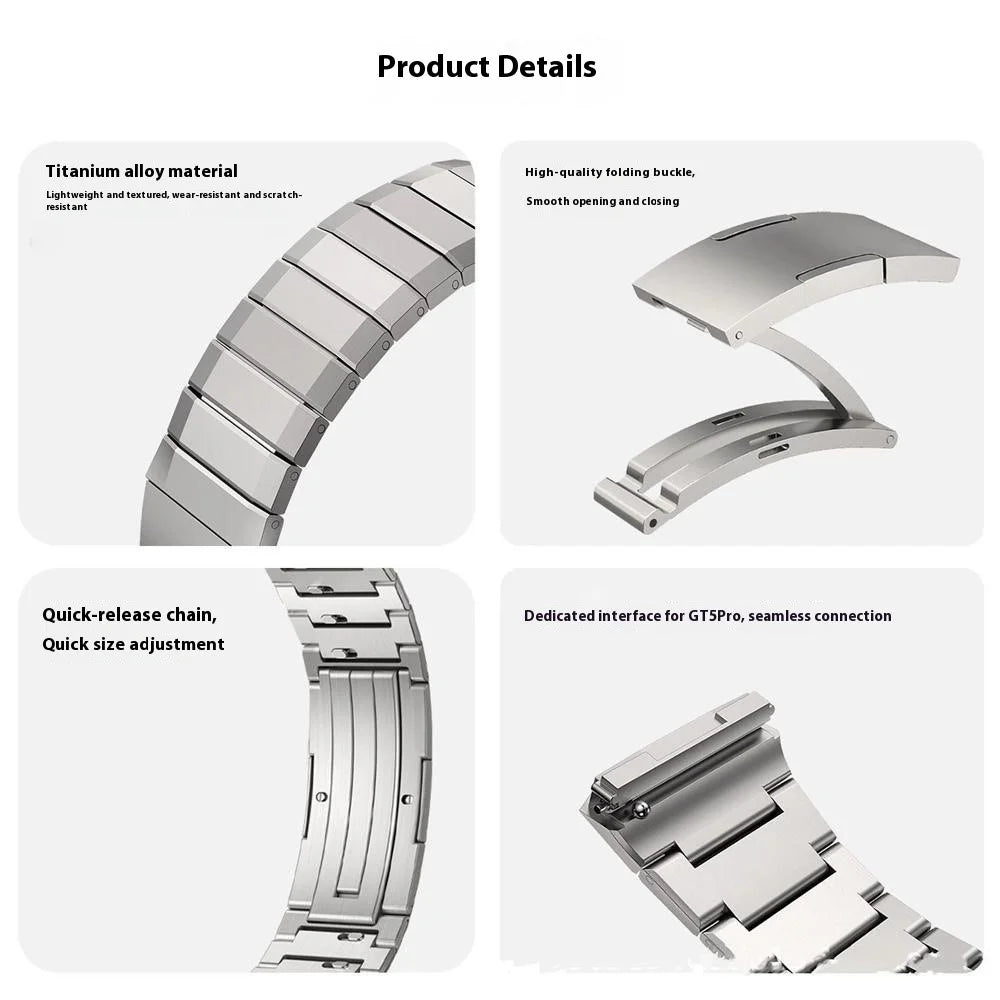 For Huawei Watch GT 6 46mm Stainless Steel Watch Strap 1-Bead Replacement Wrist Band - Silver - 5