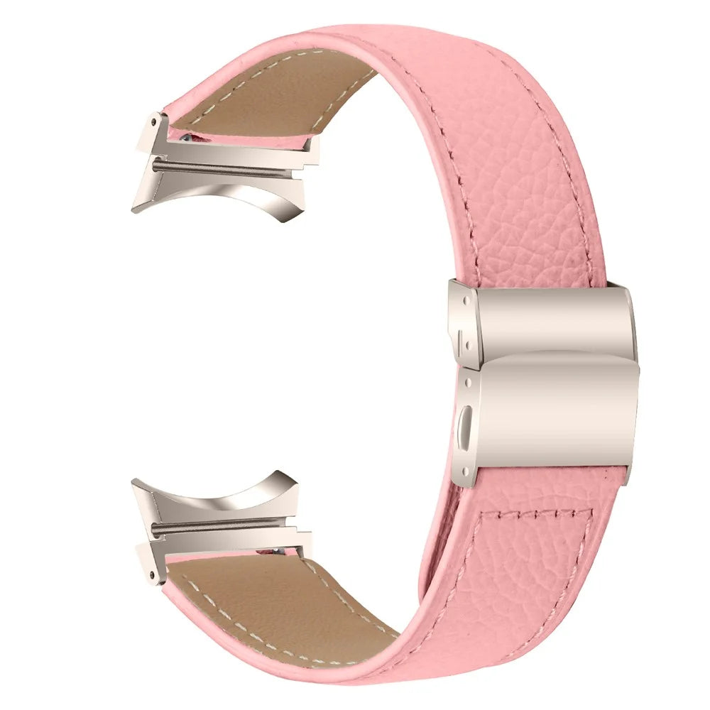 Wrist Strap with Starlight Professional Connector For Samsung Galaxy Watch6 / Watch6 Classic Genuine Leather Watch Band - Pink - 1