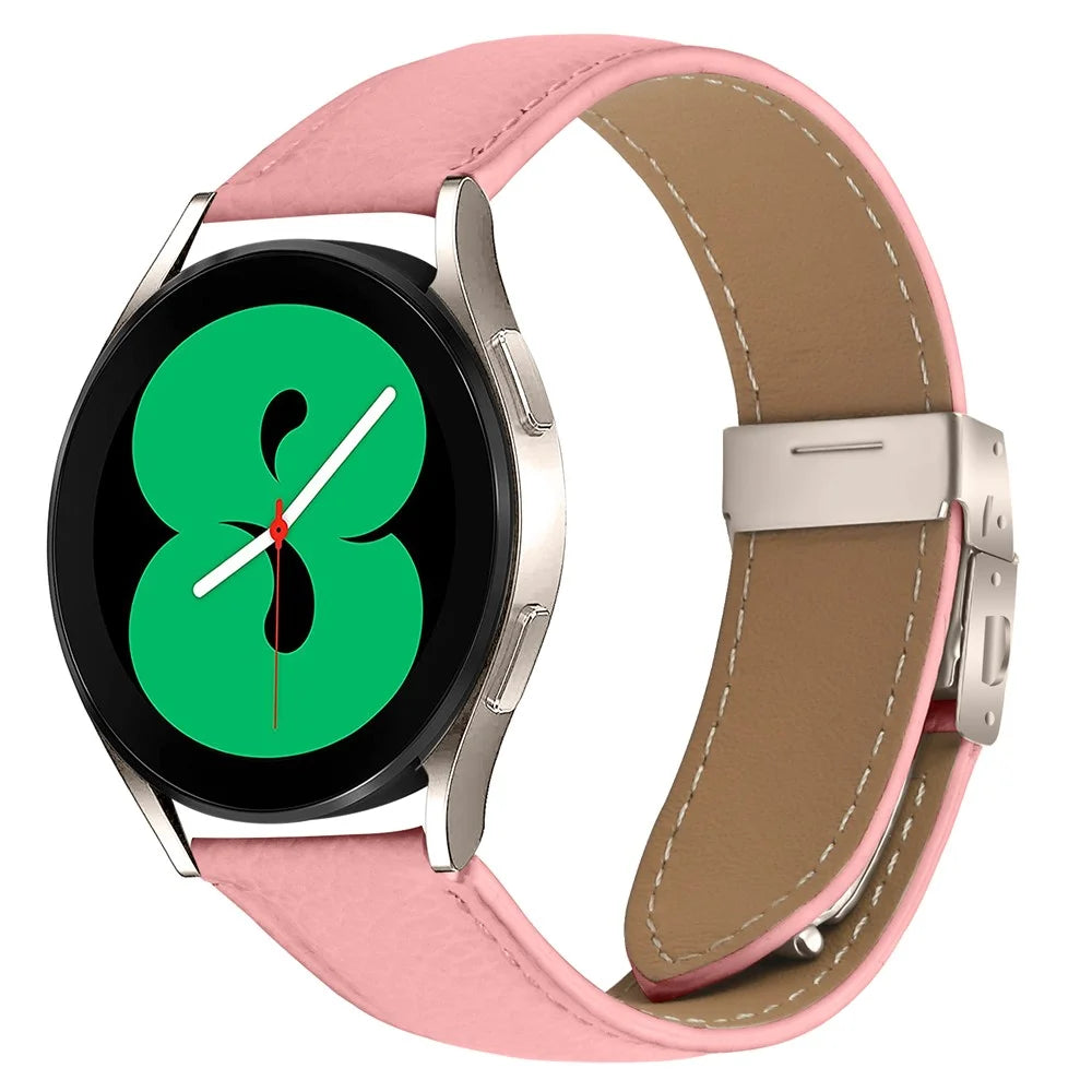 Wrist Strap For Withings Steel / Misfit Vapor / Haylou BLING LS12 Genuine Leather Watch Band with Starlight Connector Turtle Back Buckle - Pink - 2