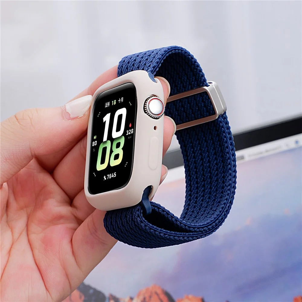 Magnetic Nylon Watch Band for Apple Watch Series 11 10 42mm / 9 8 7 41mm / SE3 SE2 SE 6 5 4 40mm / 3 2 1 38mm Adjustable Elastic Strap - Orange - 3