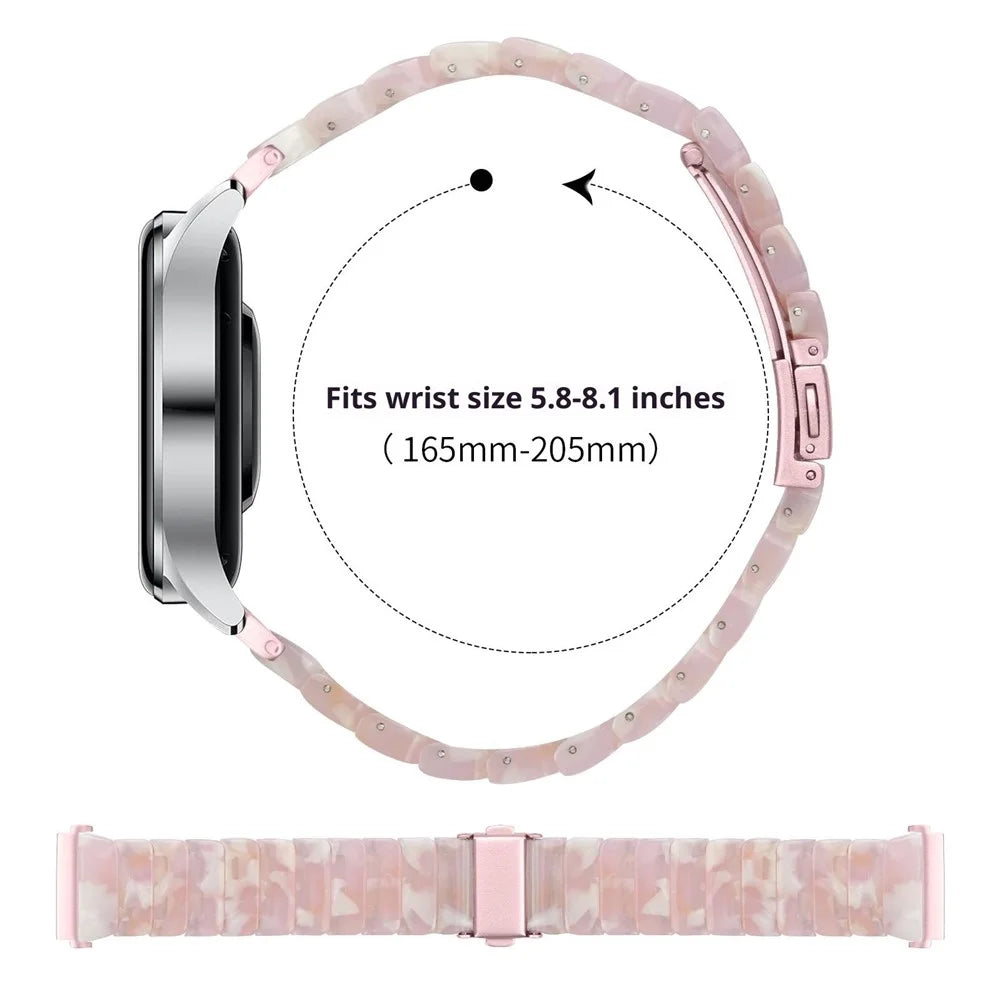 For Garmin Forerunner 970 / Forerunner 570 47mm Watch Band 1-Bead Acrylic Resin Waterproof Bracelet - Pink Brown / Pink Buckle - 6
