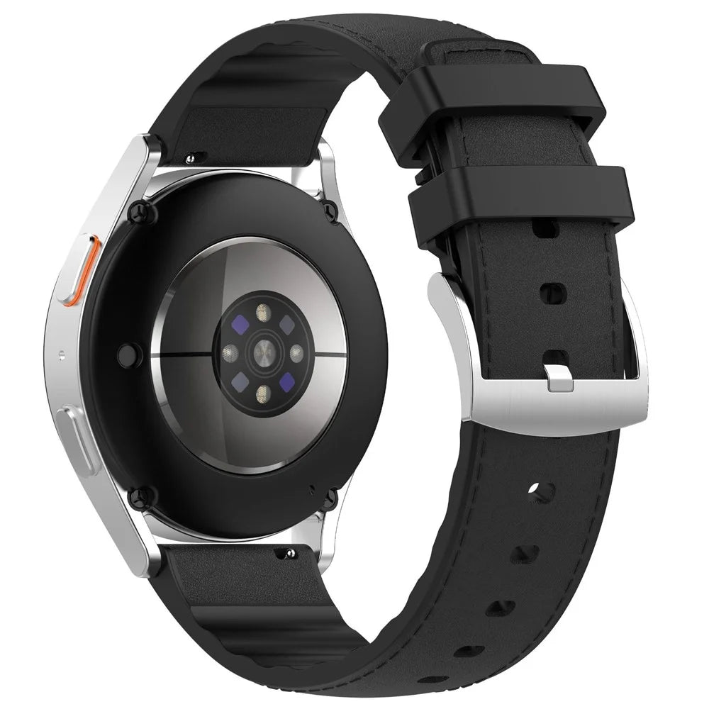 22mm Quick Release Strap for Huawei Watch GT 5 Pro / 5 / 4 46mm / Samsung Galaxy Watch3 45mm Silicone Leather Watch Band - Black - 1