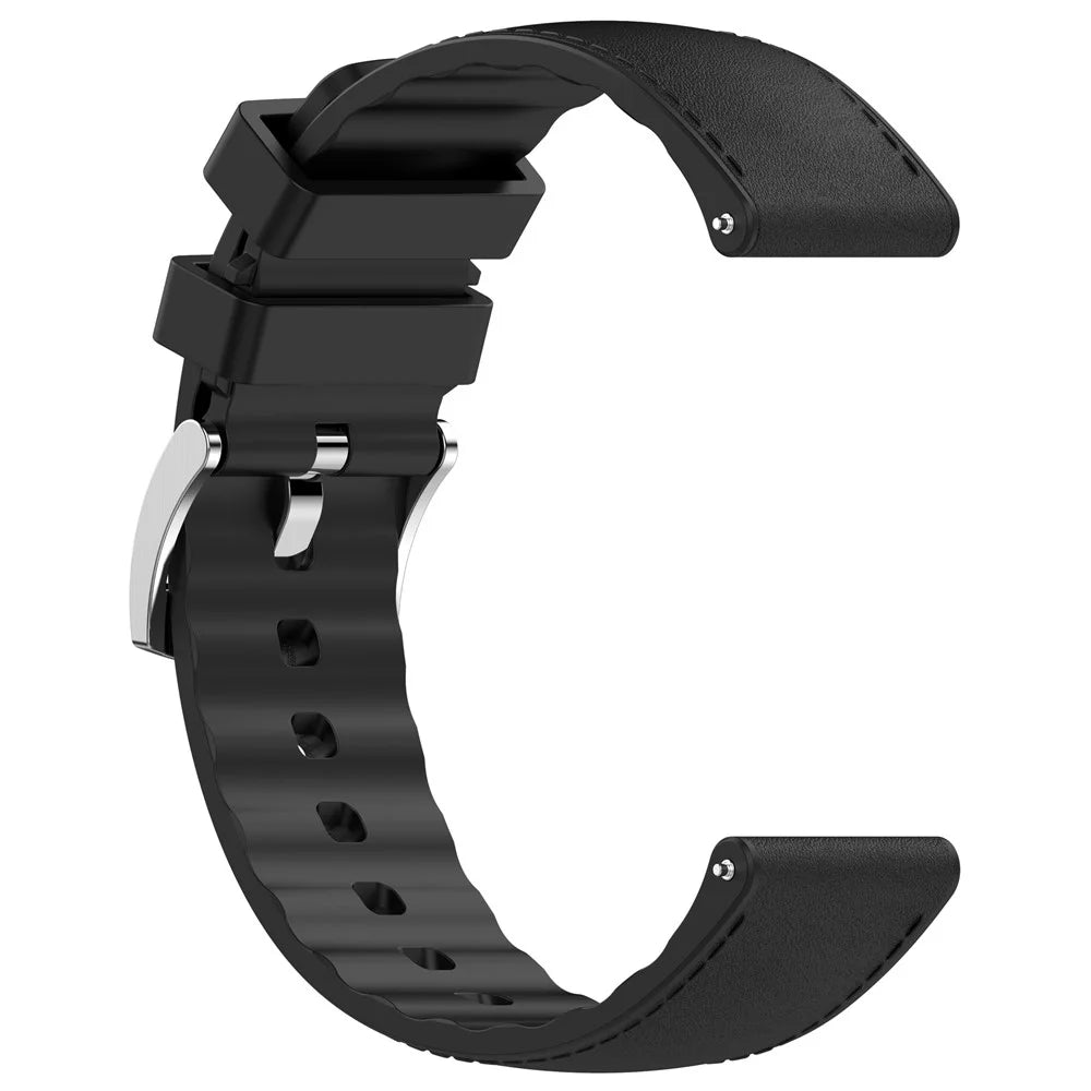 22mm Quick Release Strap for Huawei Watch GT 5 Pro / 5 / 4 46mm / Samsung Galaxy Watch3 45mm Silicone Leather Watch Band - Black - 2