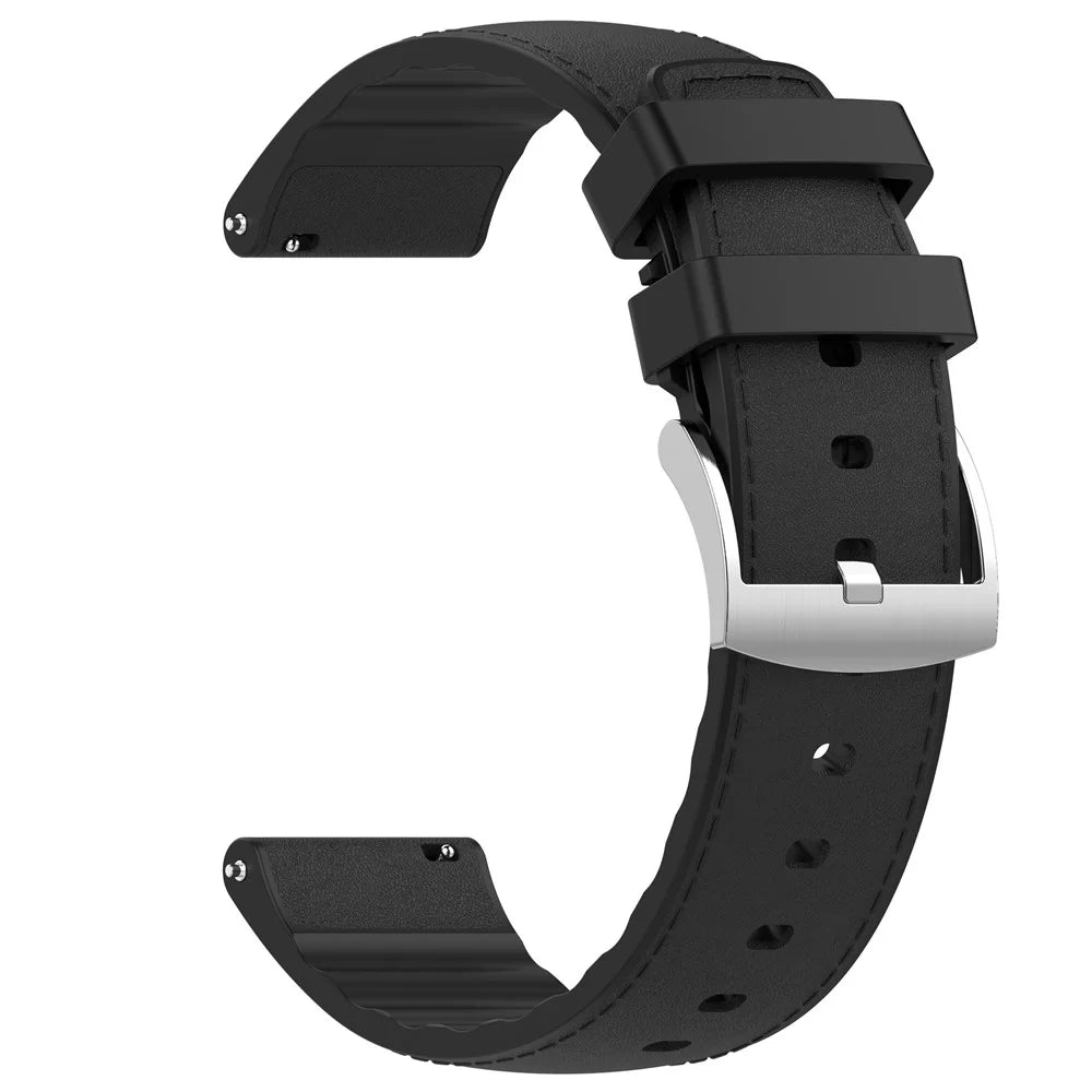 22mm Quick Release Strap for Huawei Watch GT 5 Pro / 5 / 4 46mm / Samsung Galaxy Watch3 45mm Silicone Leather Watch Band - Black - 3
