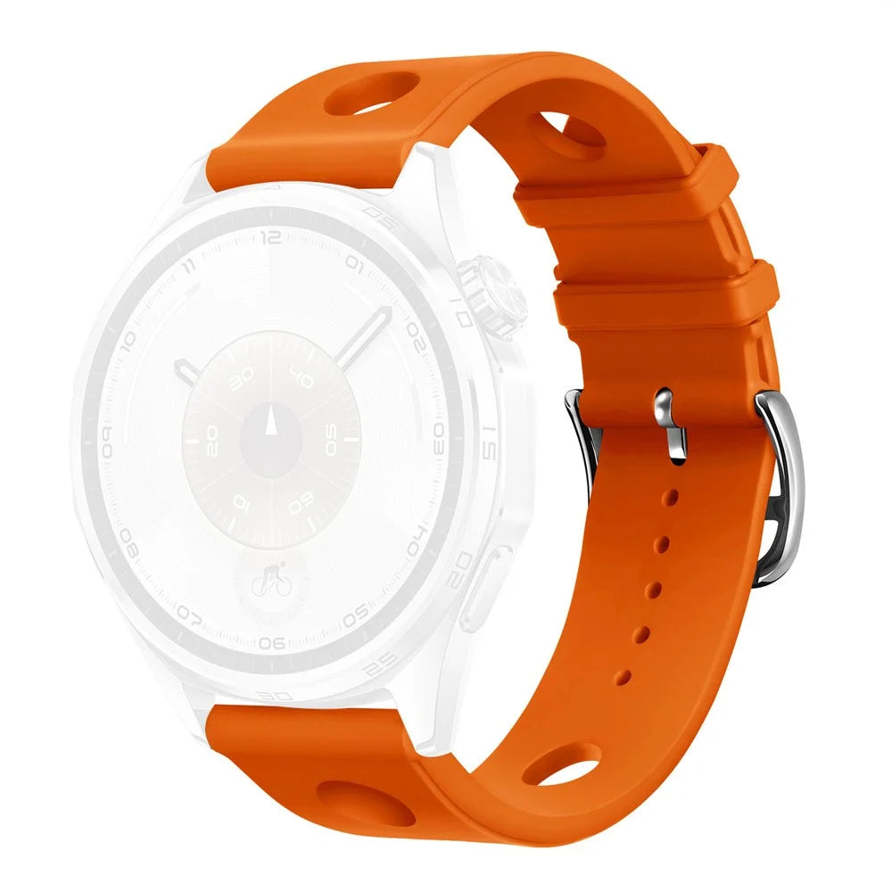 22mm Silicone Watch Band for Huawei Watch GT 6 46mm / GT 5 46mm / GT 5 Pro 46mm Holes Design Wrist Strap with Pin Buckle - Orange - 1