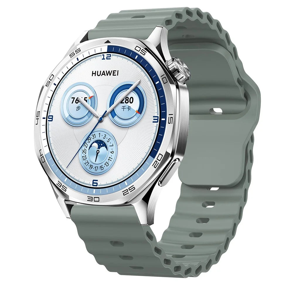 22mm Silicone Watch Band for Huawei Watch GT 6 46mm / GT 5 46mm / GT 5 Pro 46mm Ocean Wave Wrist Strap - Dark Grey - 2