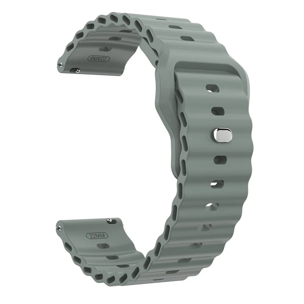 22mm Silicone Watch Band for Huawei Watch GT 6 46mm / GT 5 46mm / GT 5 Pro 46mm Ocean Wave Wrist Strap - Dark Grey - 4
