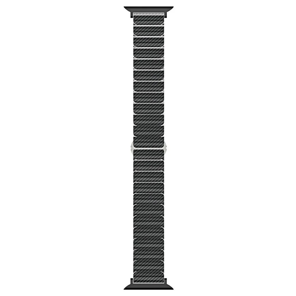 Bamboo Link Design PC Strap for Apple Watch Series 11 10 42mm / 9 8 7 41mm / SE3 SE2 SE 6 5 4 40mm / 3 2 1 38mm Slim Watch Band with Stainless Steel Buckle - Black - 4