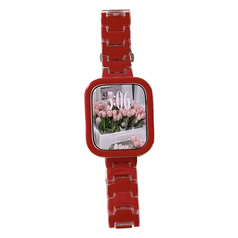 Lucky Color Design PC Band with PC Case for Apple Watch Series 11 42mm / 10 42mm Metal Buckle Replacement Watch Strap - Red - 3