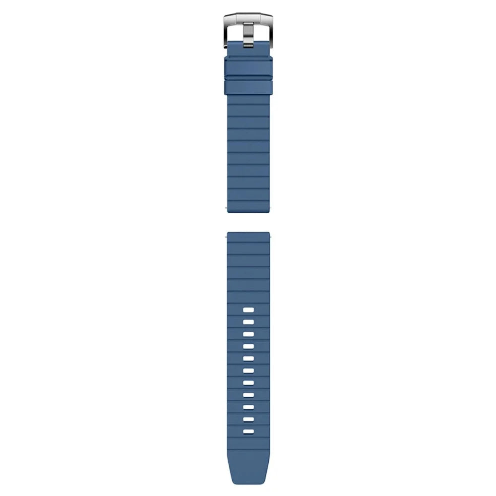 22mm Fluorine Rubber Watch Band for Huawei Watch GT 5 Pro 46mm / 5 46mm / 4 46mm Quick Release Wrist Strap - Blue / Silver Buckle - 3