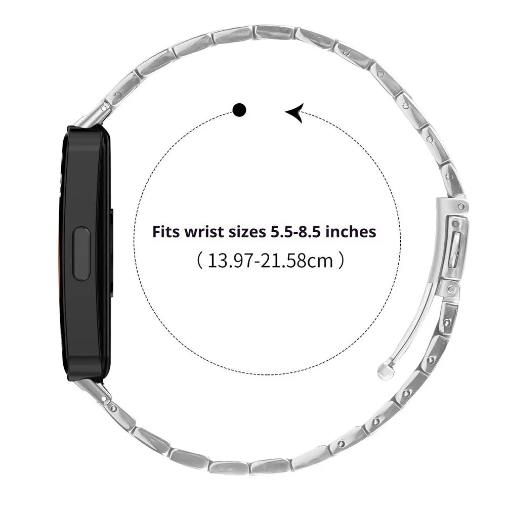 Bat Design Silver Watch Strap for Huawei Band 10 / 9 / 8 Stainless Steel Adjustable Band with Folding Clasp - 6