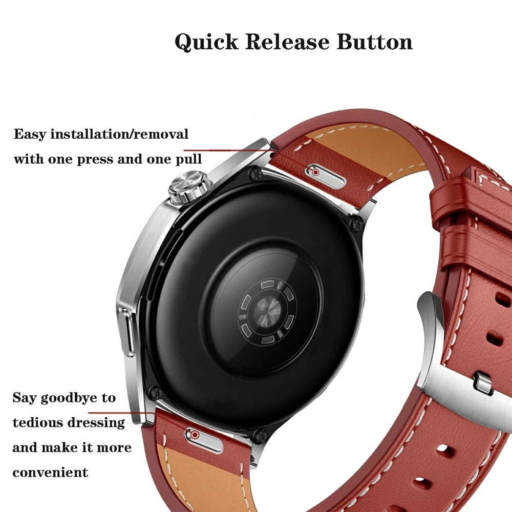 22mm Quick Release Strap for Huawei Watch GT 6 / 6 Pro / 5 46mm / Xiaomi Watch S4 / Garmin Vivoactive 4 Thread Stitching Genuine Leather Watch Band - White - 5