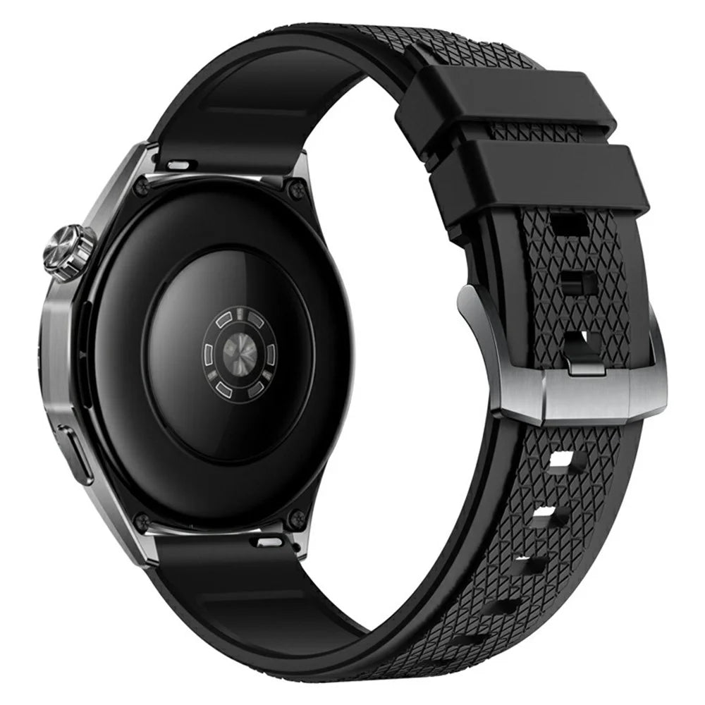 22mm Cross Textured Fluorubber Strap for Huawei Watch GT 6 / 5 Pro / 5 46mm Replacement Watch Band - Black - 1