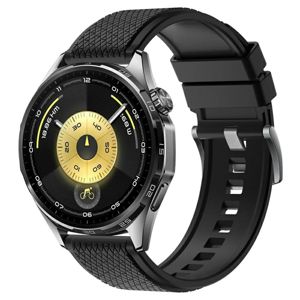 22mm Cross Textured Fluorubber Strap for Huawei Watch GT 6 / 5 Pro / 5 46mm Replacement Watch Band - Black - 2