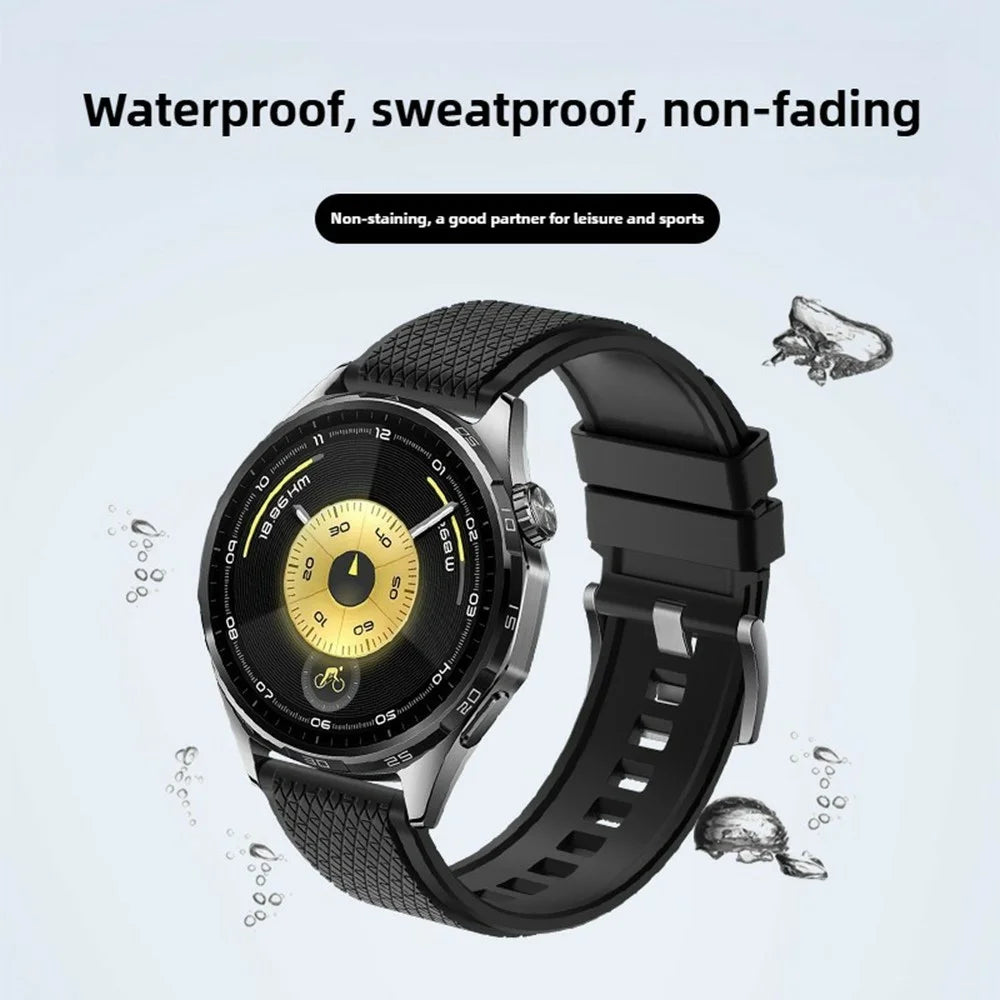 22mm Cross Textured Fluorubber Strap for Huawei Watch GT 6 / 5 Pro / 5 46mm Replacement Watch Band - Black - 6