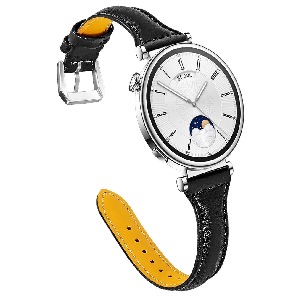 Genuine Cow Leather Watchband for Huawei Watch GT 6 41mm / GT 5 41mm / GT 4 41mm T-Shape Slim Watch Strap - Black - 2