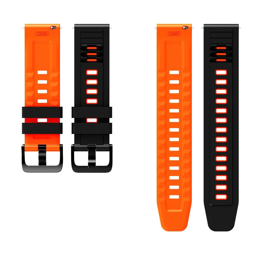 22mm Dual Color Silicone Strap for Samsung Galaxy Watch3 45mm / Watch 46mm / Gear S3 Classic Replacement Watch Band - Black / Orange - 5