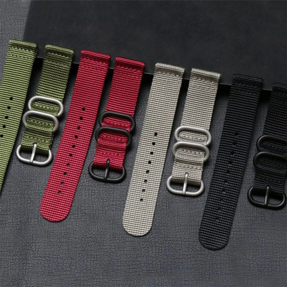 20mm Double Loop Nylon Watchband for Samsung Galaxy Watch7 / 6 / 5 40mm 44mm / 6 Classic 43mm 47mm / 5 Pro 45mm Black Buckle Braided Strap - Army Green - 5