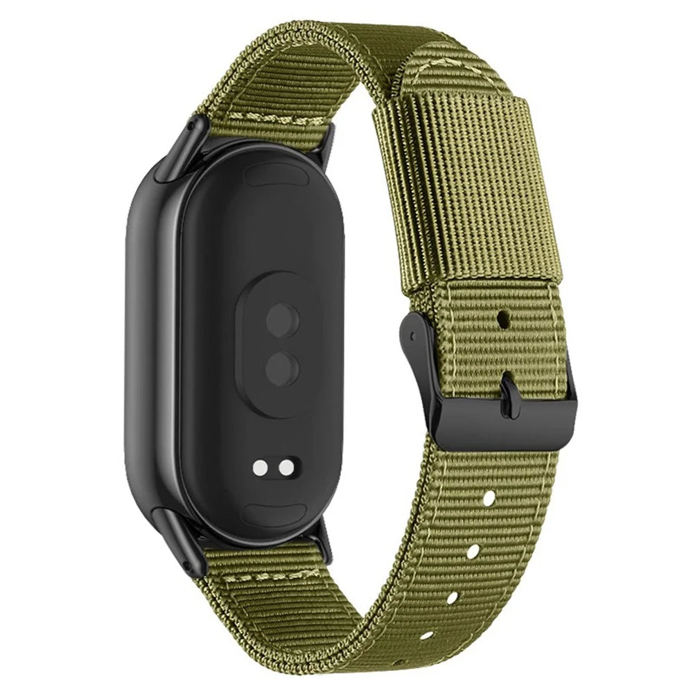 For Xiaomi Smart Band 10 / 9 / 8 Woven Nylon Watch Band Pin Buckle Strap - Army Green - 1