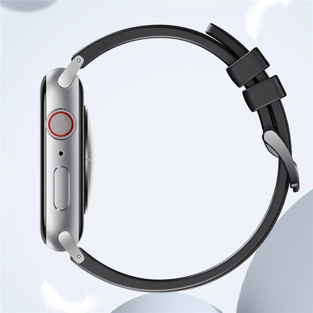 Fluorubber Strap for Apple Watch Ultra 3 2 1 49mm / Series 11 10 46mm / 9 8 7 45mm / SE3 SE2 SE 6 5 4 44mm / 3 2 1 42mm Quick Release Breathable Watch Band - Black - 4