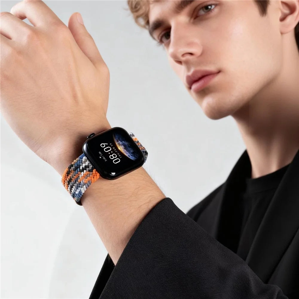 Magnetic Nylon Band for Apple Watch Ultra 3 2 1 49mm / Series 11 10 46mm / 9 8 7 45mm / SE3 SE2 SE 6 5 4 44mm / 3 2 1 42mm Adjustable Braided Watch Strap - Multi-color - 6
