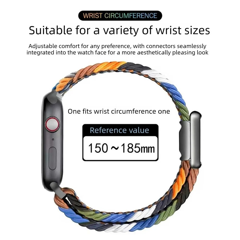 Magnetic Nylon Band for Apple Watch Ultra 3 2 1 49mm / Series 11 10 46mm / 9 8 7 45mm / SE3 SE2 SE 6 5 4 44mm / 3 2 1 42mm Adjustable Braided Watch Strap - Multi-color - 7