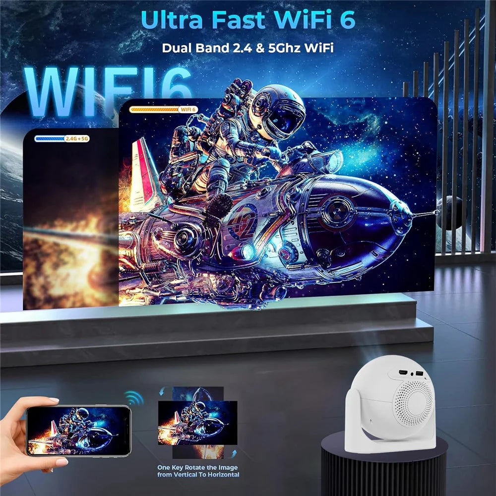 JY360 Football Shape Portable Projector Android 13.0 Auto Focus Mini Projector 2.4G / 5G WiFi 6 for Home Theater - White / US Plug - 4