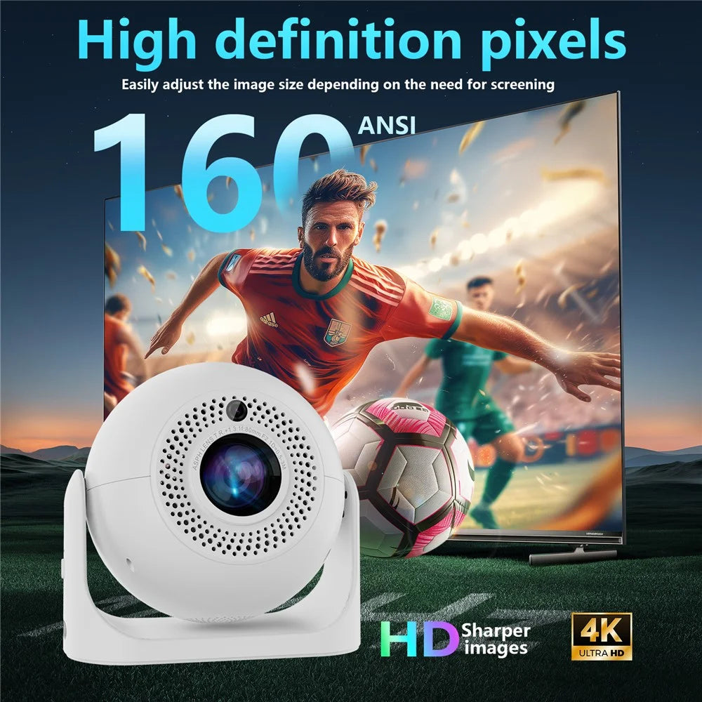 JY360 Football Shape Portable Projector Android 13.0 Auto Focus Mini Projector 2.4G / 5G WiFi 6 for Home Theater - White / US Plug - 5