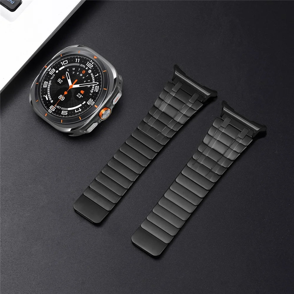 Magnetic Watch Band for Samsung Galaxy Watch8 Classic 46mm / 8 44mm / 40mm Double Row Design Stainless Steel Metal Strap - Black - 4