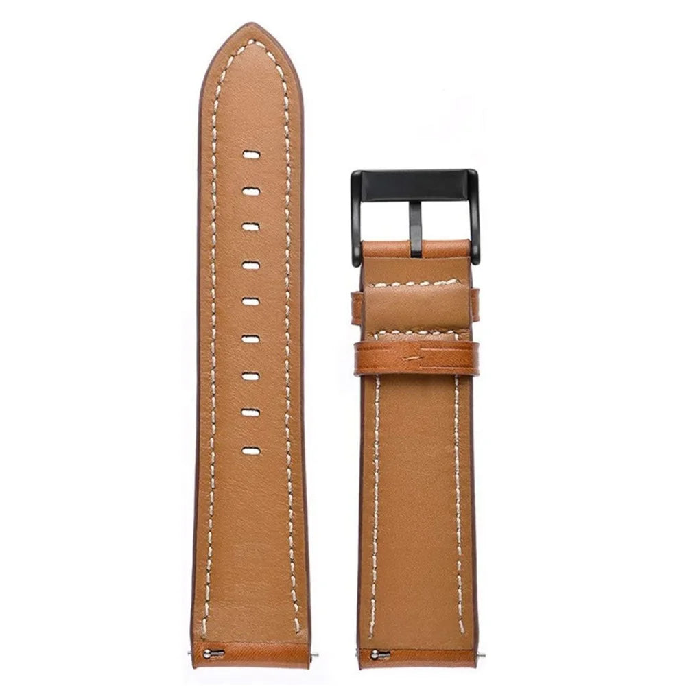 20mm Fiber Leather Watch Band for Garmin Venu / 2 Plus / Venu Sq / Sq 2 Stitching Line Quick Release Replacement Strap - Brown - 4