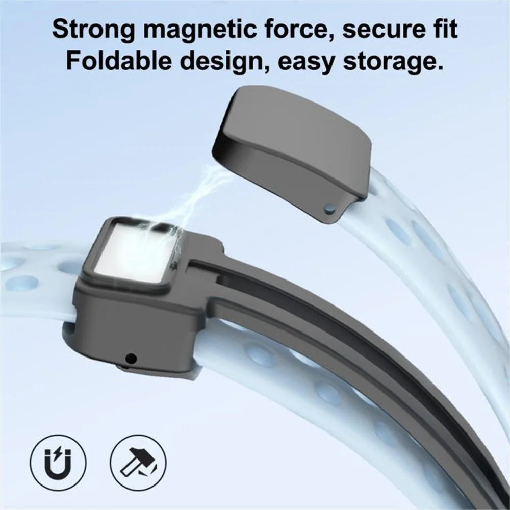 Magnetic Silicone Strap for Xiaomi Smart Band 10 / 9 / 8 Breathable Replacement Watch Band - Black - 5