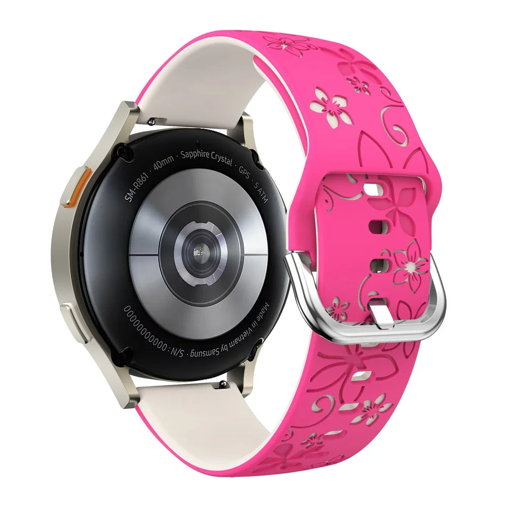 18mm Dual Color Carved Silicone Strap For Huawei Watch GT 6 / 5 / 4 41mm / Garmin Venu 3S / 2S Replacement Watch Band - Rose / Starlight - 3