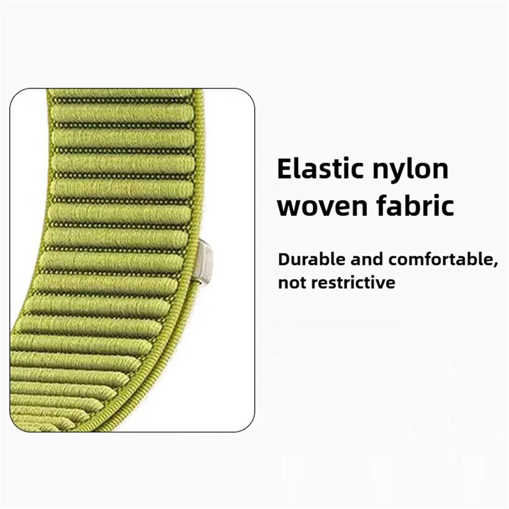 Watch Band For Apple Watch Series 11 10 42mm / 9 8 7 41mm / SE3 SE2 SE 6 5 4 40mm / 3 2 1 38mm Two-Piece Magic Tape Nylon Woven Wrist Strap - Orange - 6