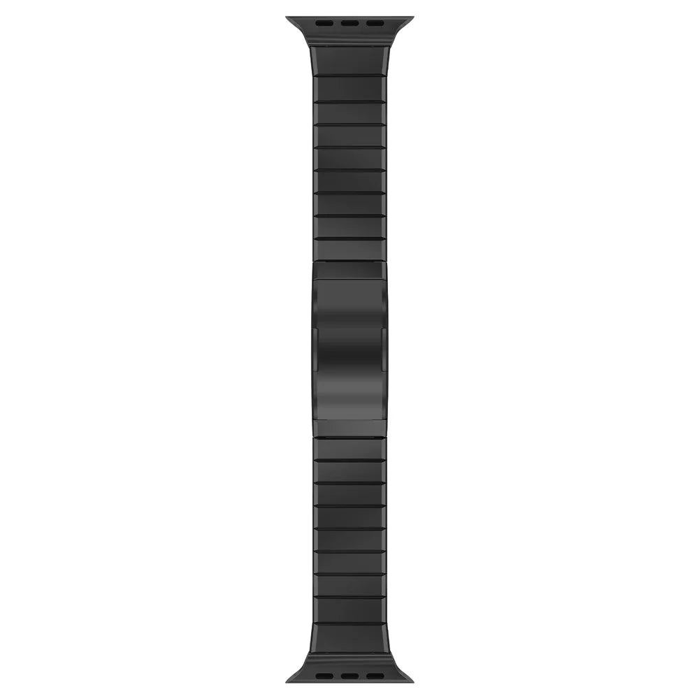 Dual Folded Buckle Watch Band for Apple Watch Series 11 10 42mm / 9 8 7 41mm / SE3 SE2 SE 6 5 4 40mm / 3 2 1 38mm Titanium Alloy Wrist Strap - Black - 3