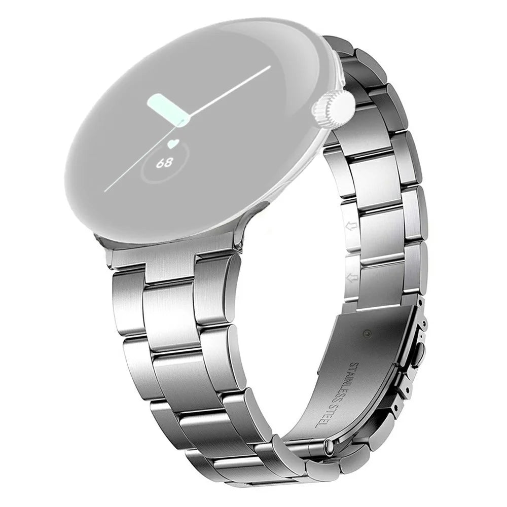 3-Bead Stainless Steel Band for Google Pixel Watch 4 45mm / Watch 3 45mm Removable Links Adjustable Watch Strap - Silver - 1