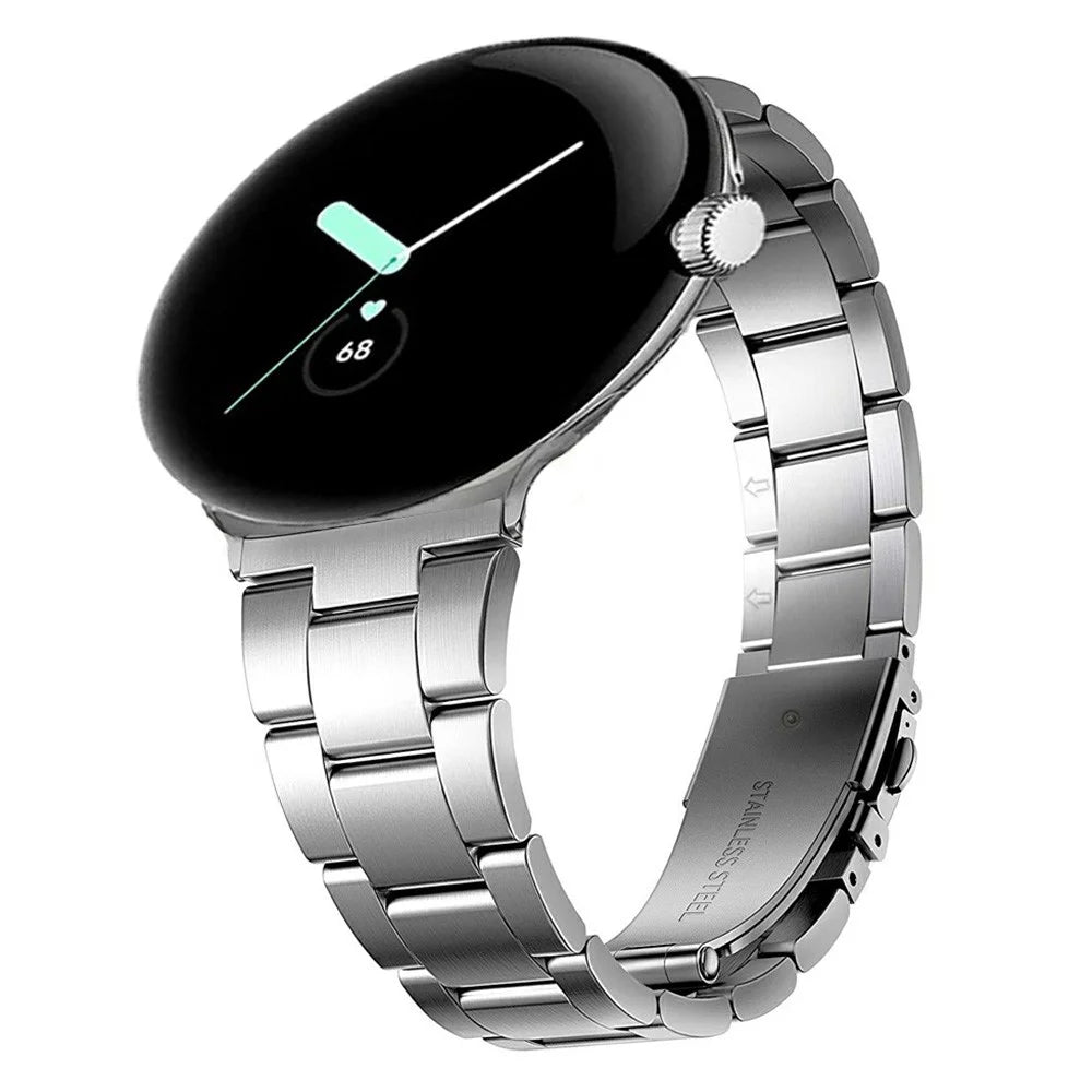3-Bead Stainless Steel Band for Google Pixel Watch 4 45mm / Watch 3 45mm Removable Links Adjustable Watch Strap - Silver - 2