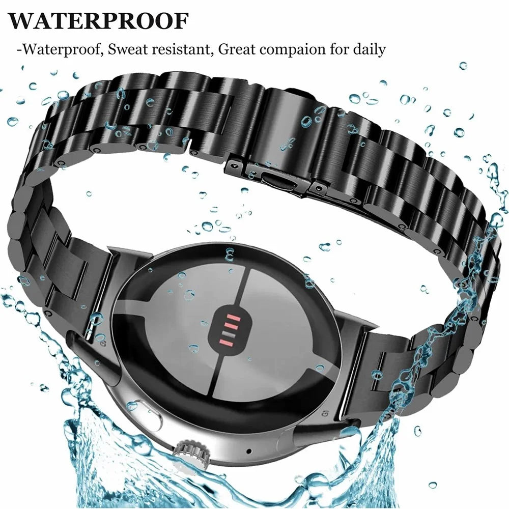 3-Bead Stainless Steel Band for Google Pixel Watch 4 45mm / Watch 3 45mm Removable Links Adjustable Watch Strap - Silver - 3