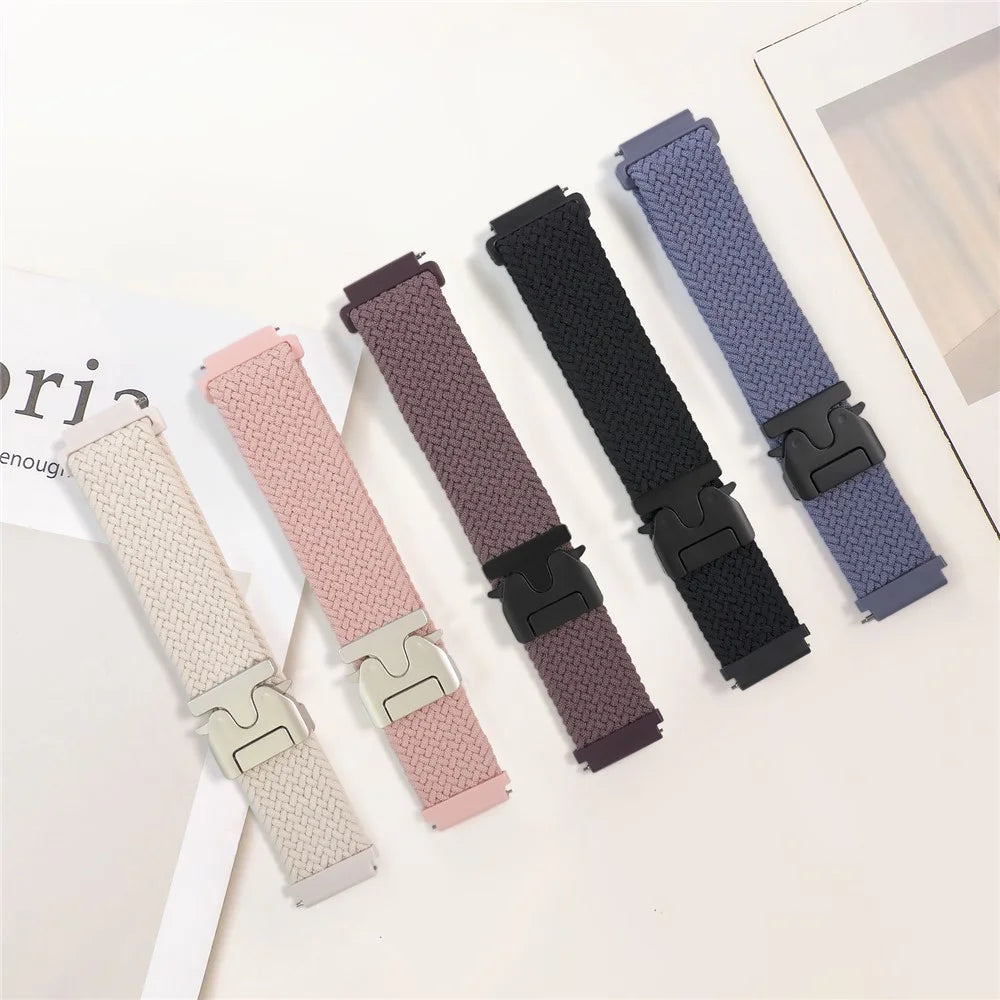 AHASTYLE WE37 20mm Watch Band For Samsung Galaxy Watch7 / Watch6 / Watch 5 / Watch 4 40mm 44mm Double Loop Nylon Braided Strap with Parachute Buckle - Black / Blue Grey - 7