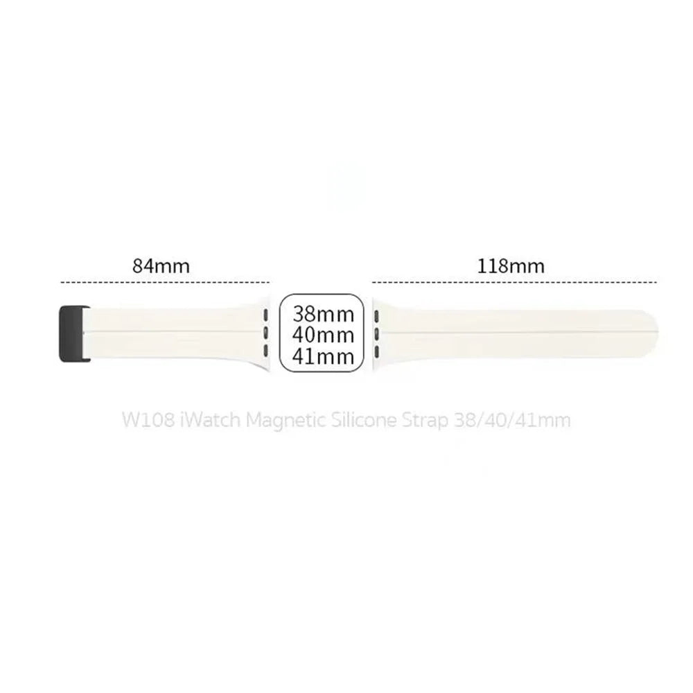 COTECI W108 Magnetic Silicone Band for Apple Watch Series 11 10 42mm / 9 8 7 41mm / SE3 SE2 SE 6 5 4 40mm / 3 2 1 38mm Watch Strap - White - 6