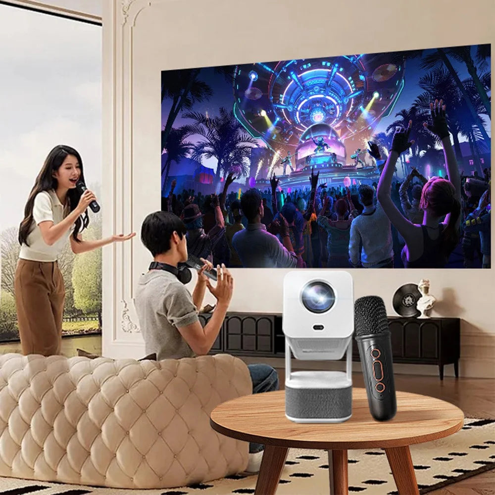 IMC360 1GB+8GB LCD Projector Autofocus 1080P HD WiFi 6 Home Cinema Projector, Dual Speakers, Cloth Coating Base - White / EU Plug - 4