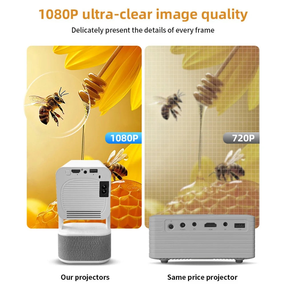 IMC360 1GB+8GB LCD Projector Autofocus 1080P HD WiFi 6 Home Cinema Projector, Dual Speakers, Cloth Coating Base - White / EU Plug - 6