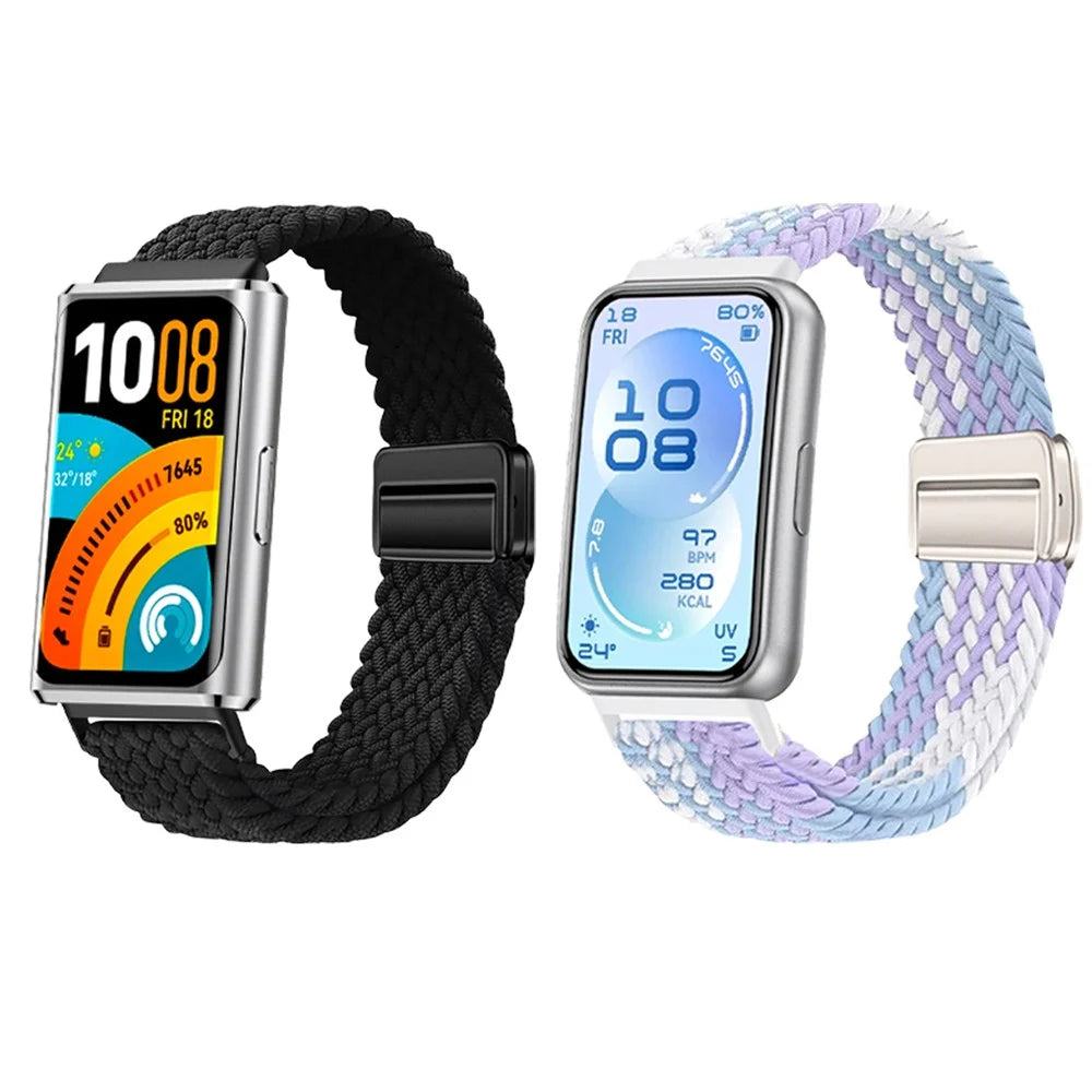 Elastic Woven Nylon Strap for Huawei Band 11 / 11 Pro Watch Band Adjustable with Magnetic Clasp - Mint Green - 4