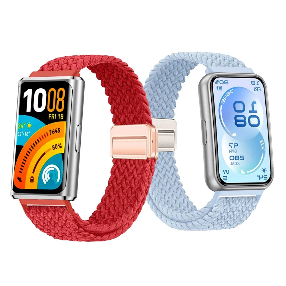 Elastic Woven Nylon Strap for Huawei Band 11 / 11 Pro Watch Band Adjustable with Magnetic Clasp - Mint Green - 5