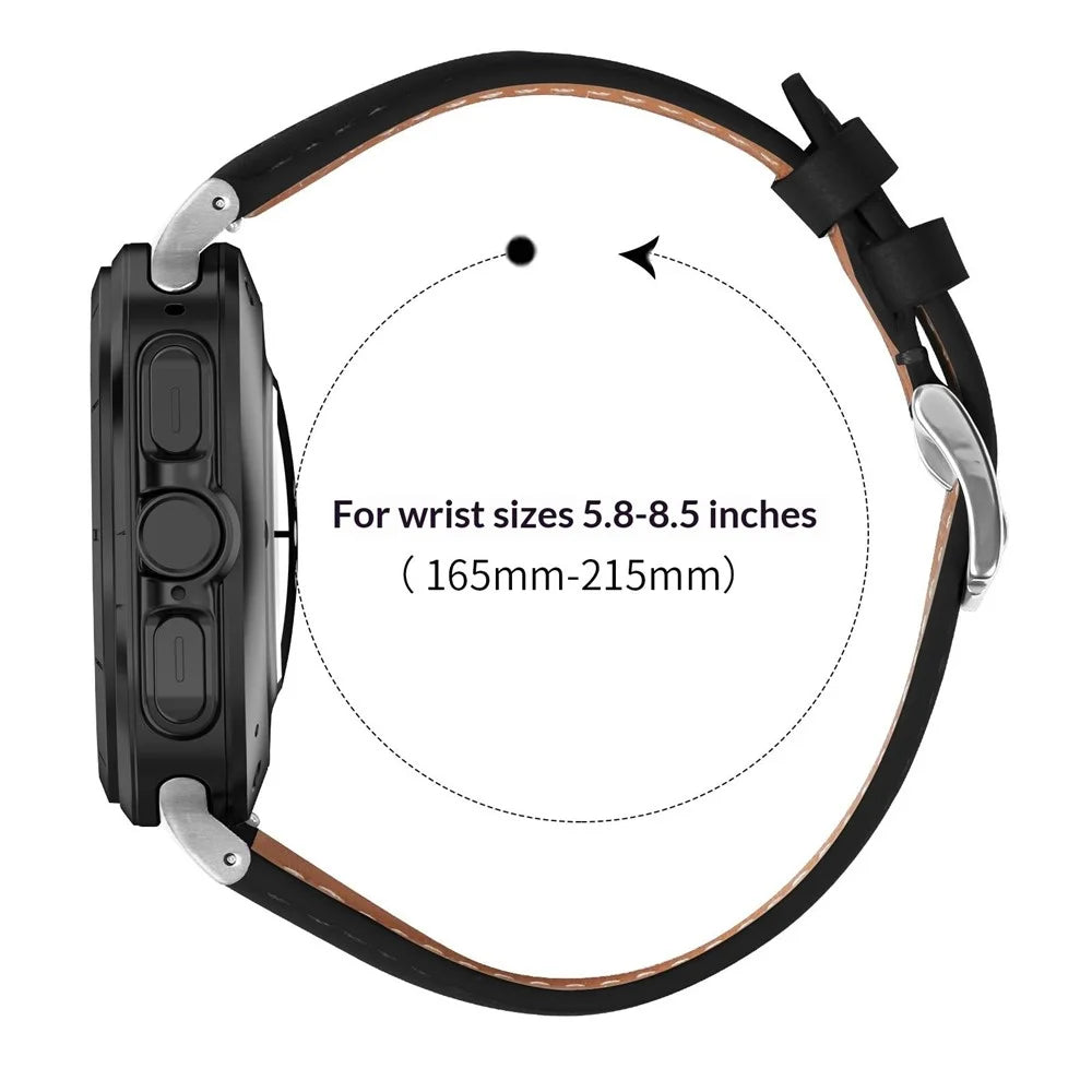 Leather Watch Band for Samsung Galaxy Watch Ultra2 47mm / Watch Ultra (2025) 47mm / Watch Ultra 47mm Wristband Replacement with Stitching - Black - 6