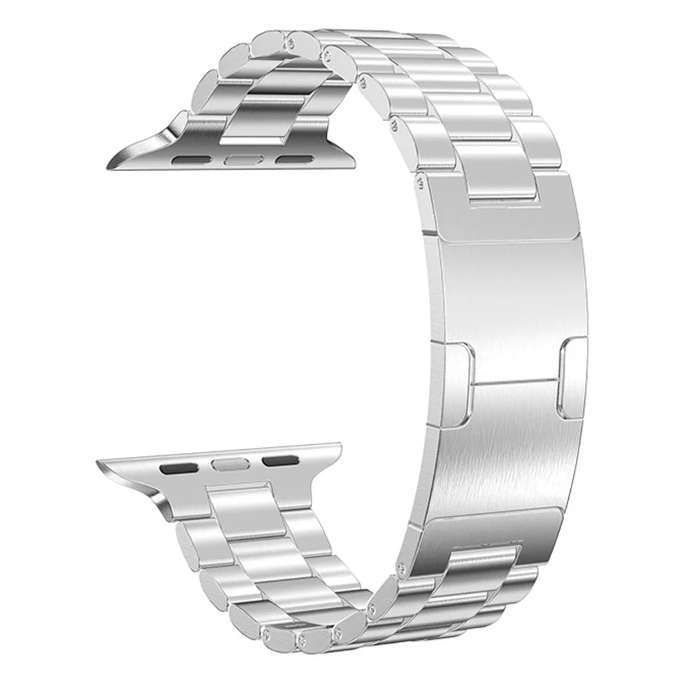 3 Beads Stainless Steel Strap for Apple Watch Series 11 10 42mm / 9 8 7 41mm / SE3 SE2 SE 6 5 4 40mm / 3 2 1 38mm Metal Band with Turtle Back Buckle - Silver - 1
